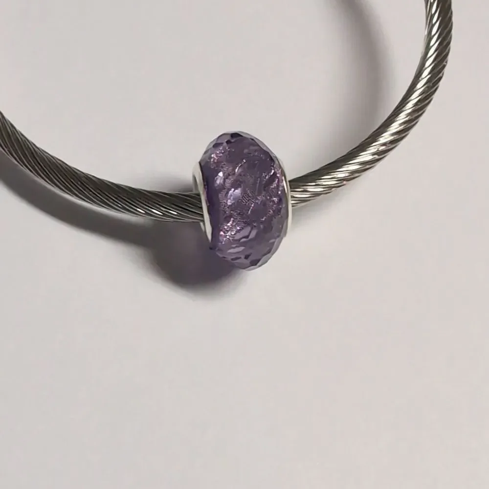 Purple Sparkly Charm‎ for Pandora Style Bracelet